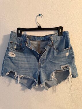 Levi's Light Blue Distressed Cutoff Denim Shorts